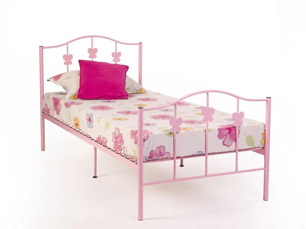 BUTTERFLY Bed Finished in Pink Metal.