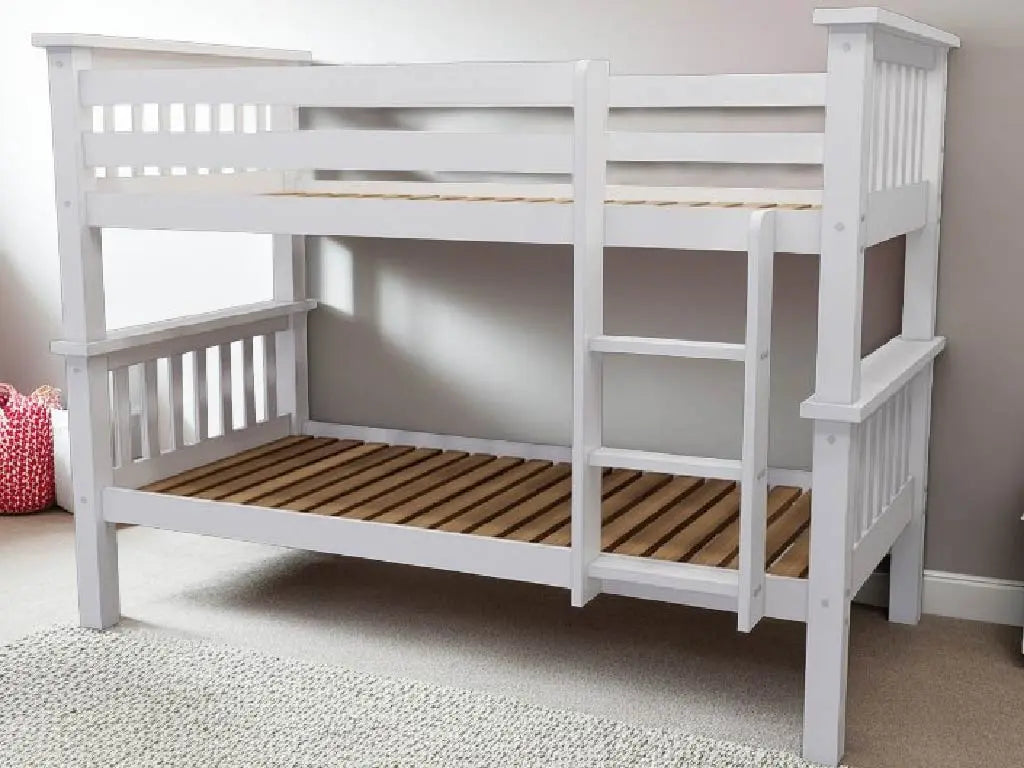 LUCCA Bunk Bed, Solid Pine, White Finish.